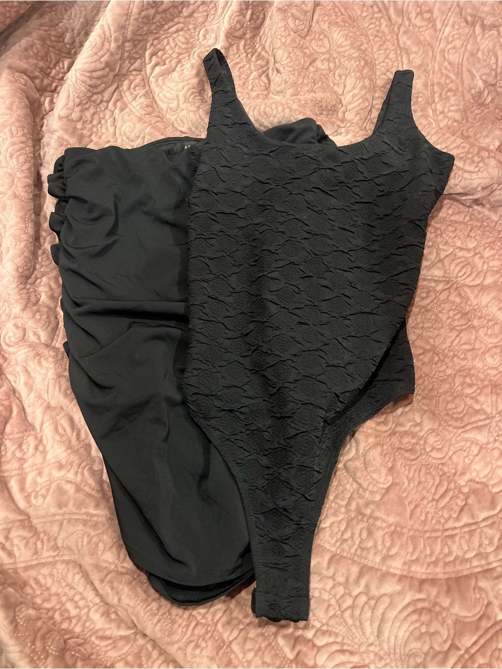 AFRM Black Textured Scoop Bodysuit